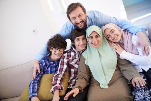 muslim family portrait  at home photo