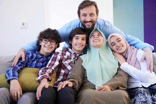 muslim family portrait  at home photo