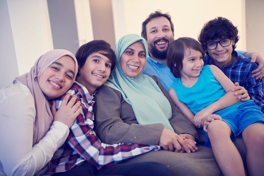 muslim family portrait  at home photo