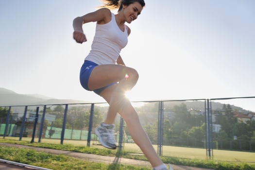 woman jogging at early morning photo