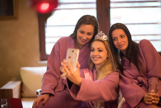 girls doing Selfy on  bachelorette party photo
