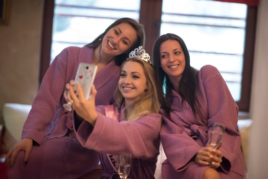 girls doing Selfy on  bachelorette party photo