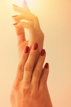 closeup of hands of a young woman photo