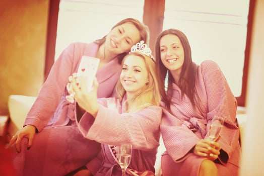 bachelorette party, making selfie photo