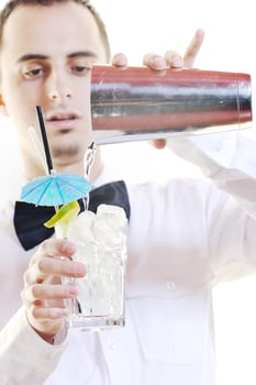barman portrait isolated on white background photo
