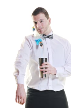 barman portrait isolated on white background photo
