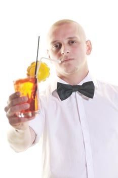 barman portrait isolated on white background photo