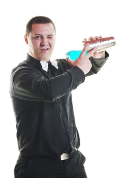 barman portrait isolated on white background photo