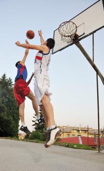 streetball  game at early morning photo