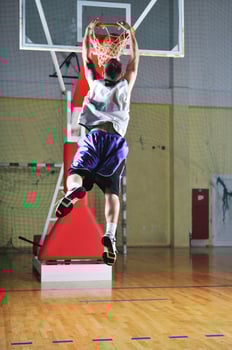 basket ball game player at sport hall photo
