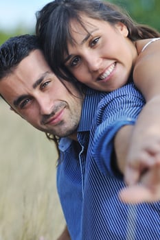 happy young couple have romantic time outdoor photo