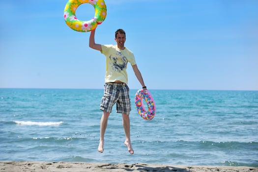 man relax on beach photo