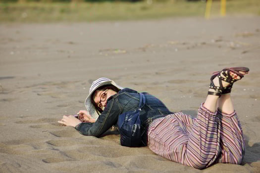 young woman relax  on beach photo