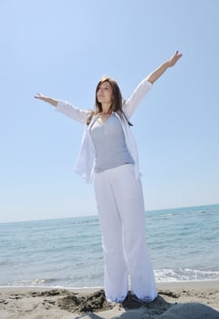 young woman relax  on beach photo