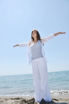 young woman relax  on beach photo