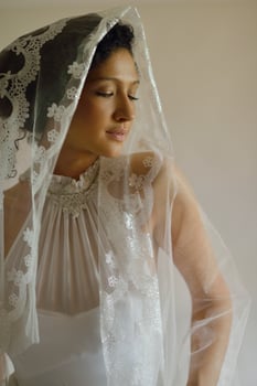 Portrait of a beautiful woman dressed as a bride photo