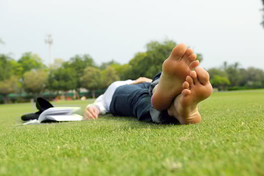Young woman reading a book in the park photo