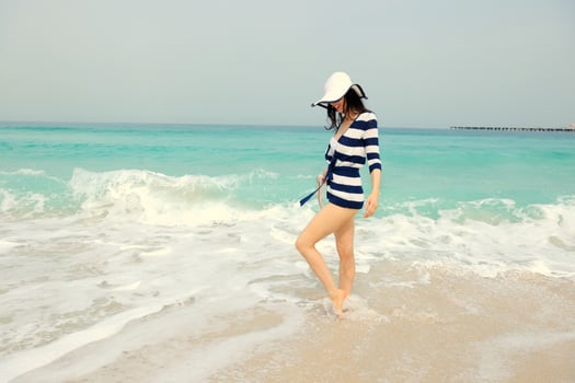 Happy Beautiful Woman Enjoying Summer Vacation photo