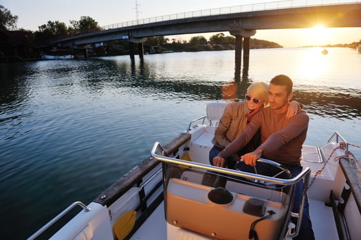 couple in love  have romantic time on boat photo