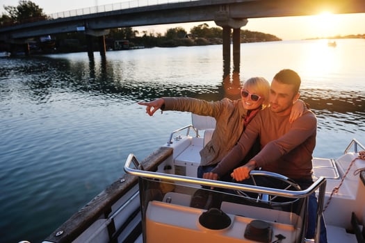 couple in love  have romantic time on boat photo