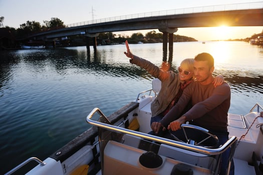 couple in love  have romantic time on boat photo