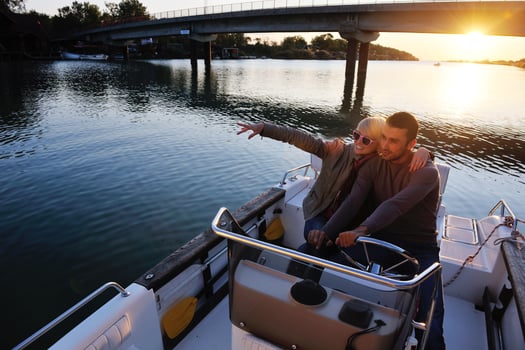 couple in love  have romantic time on boat photo