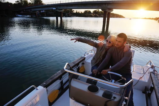 couple in love  have romantic time on boat photo
