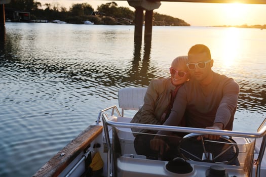 couple in love  have romantic time on boat photo