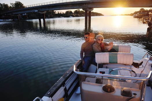 couple in love  have romantic time on boat photo