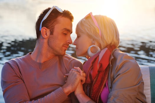 couple in love  have romantic time on boat photo