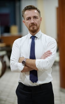 corporate business man portrait at luxury office photo