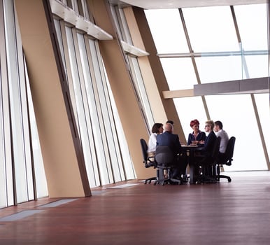 business people group on meeting at modern bright office photo
