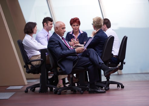 business people group on meeting at modern bright office photo