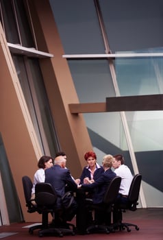 business people group on meeting at modern bright office photo