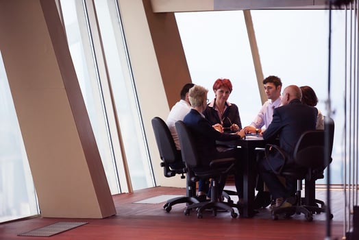 business people group on meeting at modern bright office photo