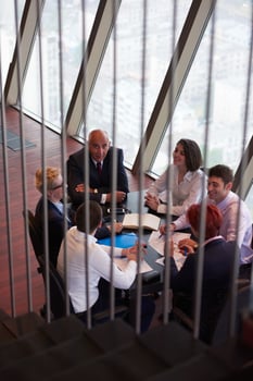 business people group on meeting at modern bright office photo