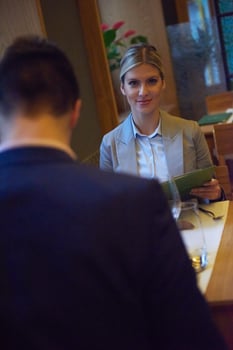 business couple having dinner photo