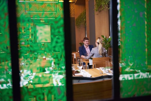 business couple having dinner photo