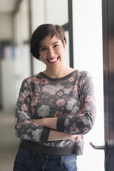 portrait of business woman in casual clothes at startup office photo