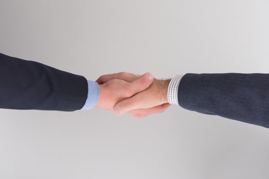 cloasing the deal in modern office interior top view photo