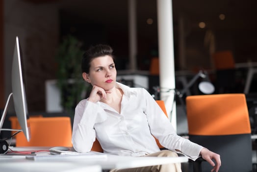 happy young business woman relaxing and geting insiration photo
