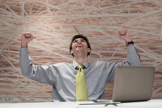 young business man  working on laptop  computer at modern office photo