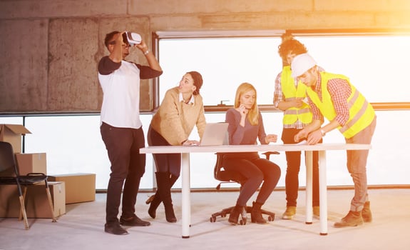 group of multiethnic business people on construction site photo