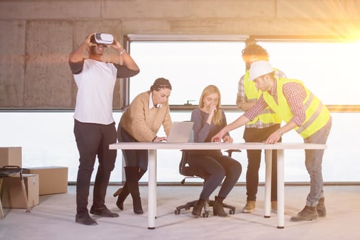 group of multiethnic business people on construction site photo
