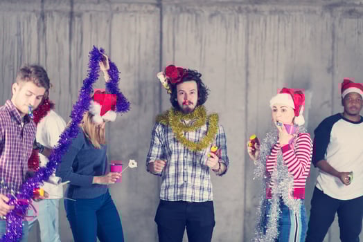 multiethnic group of casual business people having new year party photo