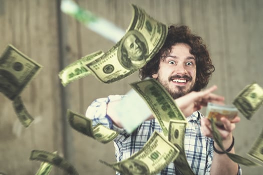 businessman making the rain of money photo