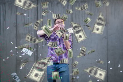 businessman making the rain of money photo