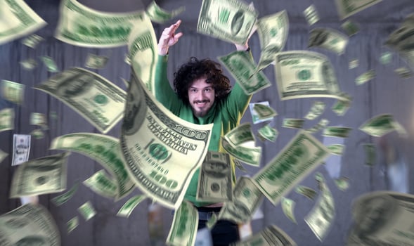 businessman making the rain of money photo