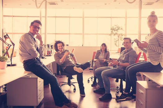 Young Business Team At A Meeting at modern office building photo