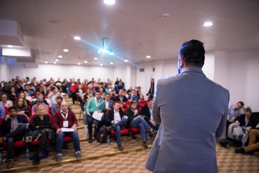 successful businessman giving presentations at conference room photo